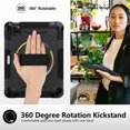 thumbnail image 6 of Shockproof Case for Apple iPad Pro 11 Inch 2022/2021/2020/2019/ iPad Air 5th 4th Gen, with Pencil Holder Military Grade Protection Rotating Stand Hand Strap Shoulder Strap Bumper Rugged Case, Black, 6 of 8