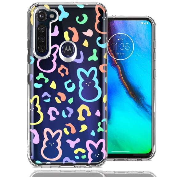 MUNDAZE for Motorola Moto G Stylus Leopard Easter Bunny Candy Colorful Rainbow Double Layer Phone Case Cover