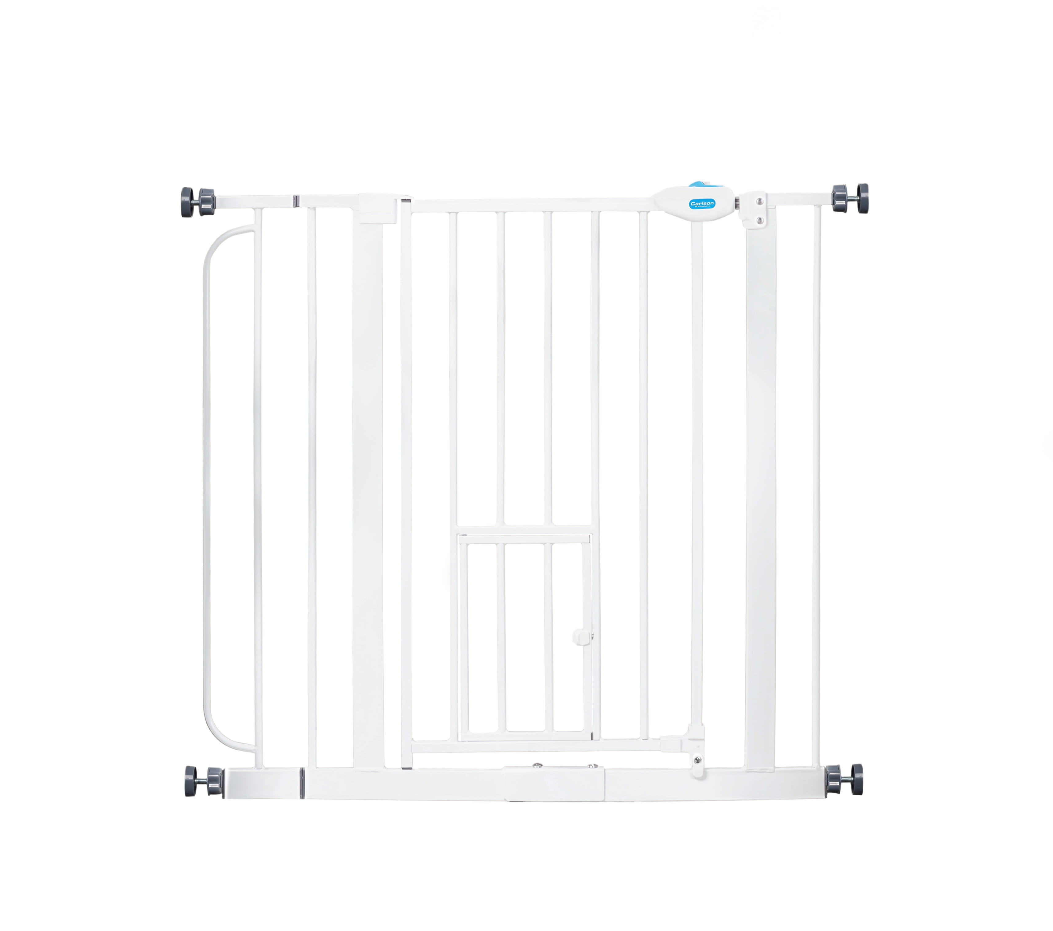 Carlson Pet Products Metal Dog Gate with Walk-Through and Additional Small Door, 31" Tall, White