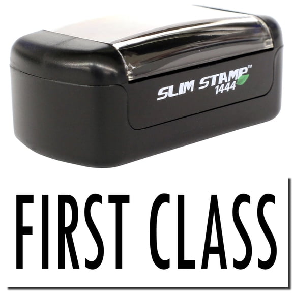 Slim Pre-Inked First Class Stamp, Slim 1444, Ultra Slim Design, Impression Size 1/2" by 1-3/4", Up to 25,000 Impressions - Black Ink