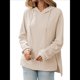 thumbnail image 3 of Sudadera con Capucha Extragrande para Mujer, Informal, de Larga, de Punto Gofre, con Cordón Ajustable y Abertura Lateral con Bolsillo. Albaricoque M, 3 of 9