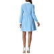 thumbnail image 3 of INSPIRE CHIC Vestido corto de línea A con cuello Peter Pan vintage, contraste de media tapeta y mangas largas en azul claro, 3 of 5