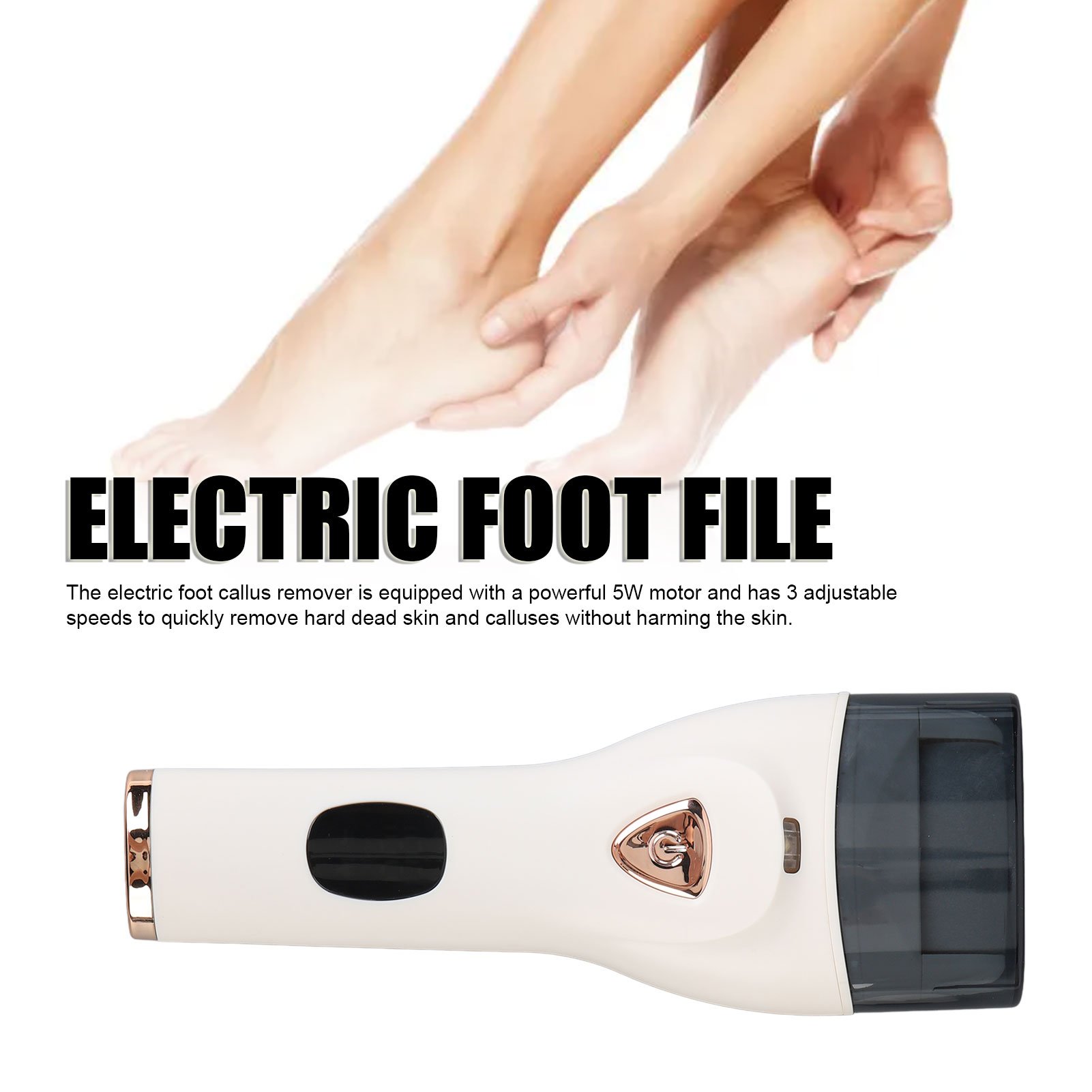 Rupoun Electric Callus Remover for Feet, Professional Rechargeable Waterproof Foot File with Digital Display, Portable Pedicure Tool for Dead Skin and Calluses, 8.27 inches / 21 cm, White