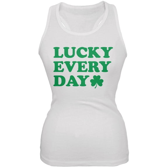 St. Patricks Day - Lucky Everyday White Soft Juniors Tank - Large
