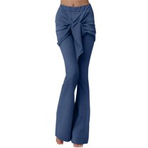 Seductiva Casual Pants for Women Slim Fit Skirt Pants with High Waist and Effect Two Pieces of Slim Fit Lifting Casual Leggings Pleated Pants Soft Leggings for Women 1PC