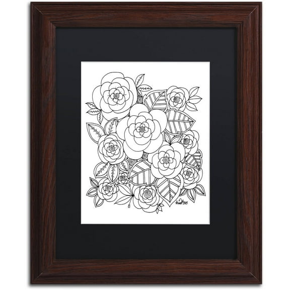 Trademark Fine Art "Flower Design 2" Canvas Art by KCDoodleArt Black Matte, Wood Frame