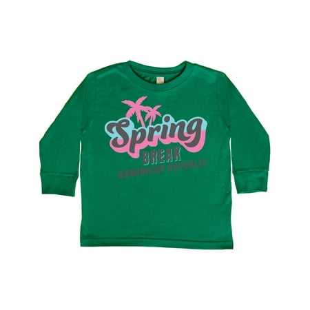 

Inktastic Spring Break Retro with Palm Trees Dominican Republic Gift Toddler Boy or Toddler Girl Long Sleeve T-Shirt