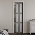 thumbnail image 2 of 24" X 80" 3-Lite Glass Door Solid Manufactured Wood Ancient Wood Color Bi-Fold Door With Installation Hardware, 2 of 6