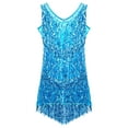 thumbnail image 5 of Doomiva Women's Sparkling Sequin Tassels Samba Rumba Tango Latin Dance Dress Sky Blue XX, 5 of 7