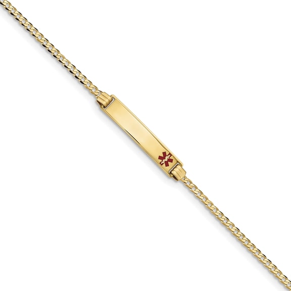 Beautiful 14K Medical Red Enamel Curb Link ID Bracelet