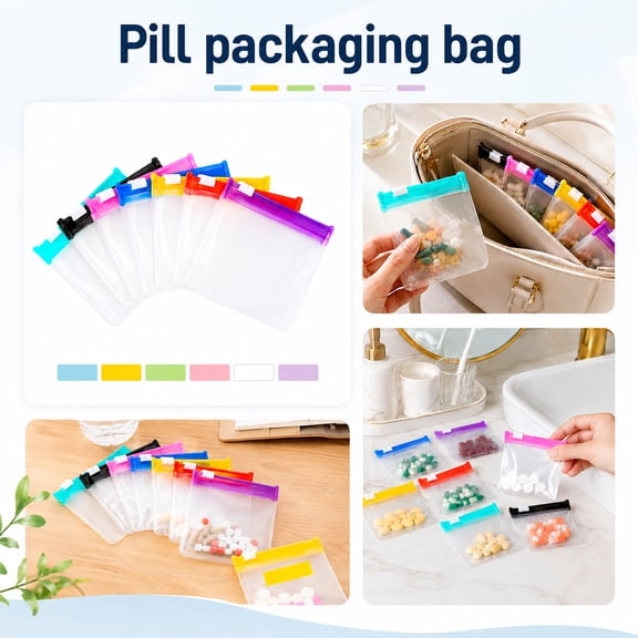 Pill Bags for Travel Pill Pouch Organizer Pack of 28 Reusable Pill Pouches for Medicine with Write on Label & Zipper Seal Waterproof Pill Baggies for Supplements