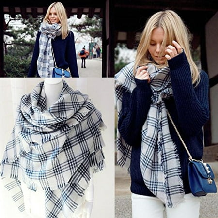 Stylish Women's Plaid Blanket Scarf Wrap Shawl For Winter &...