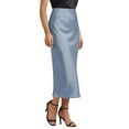 thumbnail image 4 of INSPIRE CHIC Women's Maxi Satin Skirts Elastic High Waist Side Slit Elegant Party Wedding Flowy Long Skirt XL Blue Grey, 4 of 6
