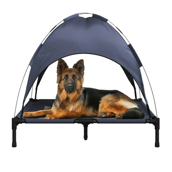 PETMAKER 36x30 Elevated Dog Bed with Canopy for Indoor/Outdoor Use (Blue)