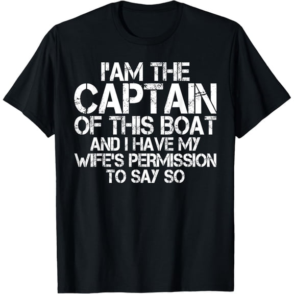 Funny Boat Captain Shirt Wife Permission Sea Husband T-Shirt