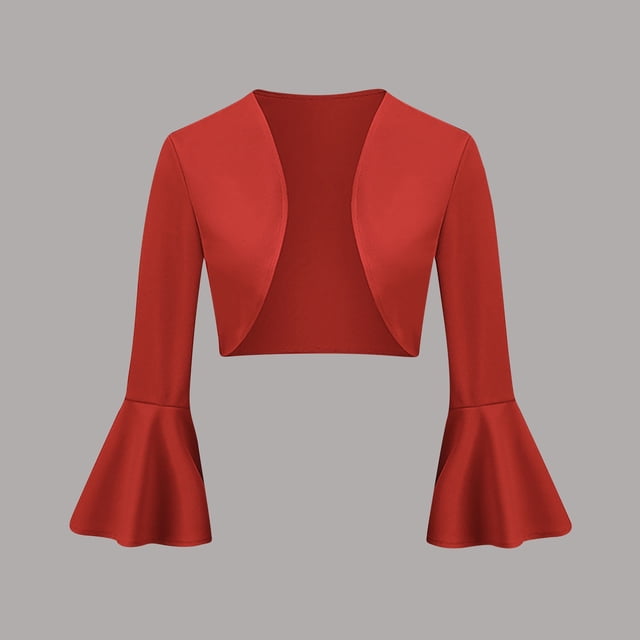 YUTK Vestes pour Femmes Décontractées, Veste Rétro à Manches Longues Évasée Ajustée en Tricot pour Femmes (Rouge, m)