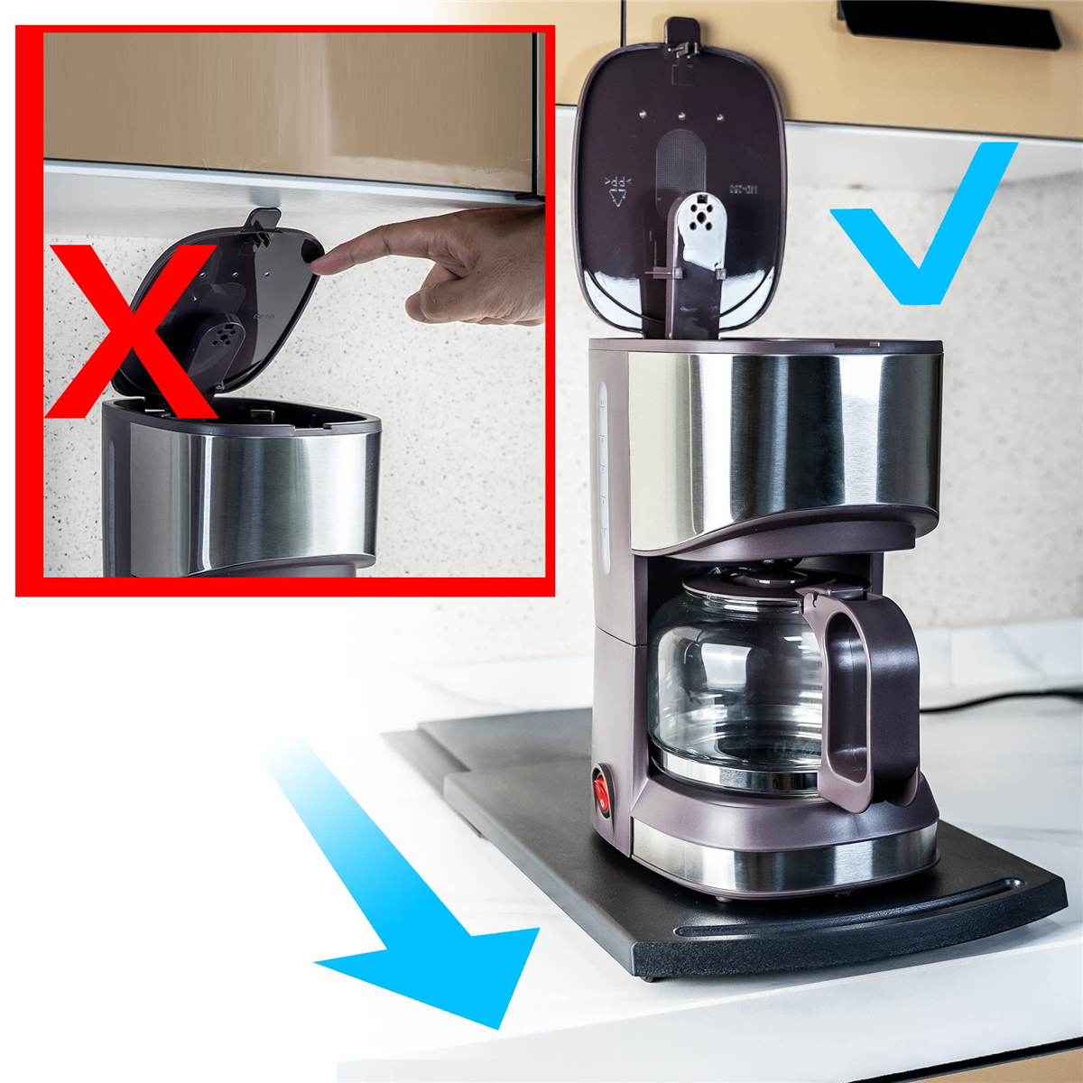 Buy Sliding Coffee Maker Tray, Slider Kitchen Caddy Coffee Tray Mat