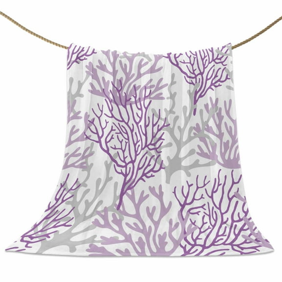 Flannel Fleece Blanket Abstract Ocean Marine Super Soft Warm Cozy Throw Blanket Life Coral Ombre Purple Bed Couch Car Blankets for All Season 40" x 50"