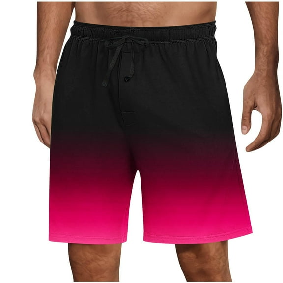JUUYY Men's Swim Trunks Quick Dry Bathing Suit Elastic Waist Gradient Printed Swimming Board Shorts Beach Swimwear with Pockets Hot Pink XXXL