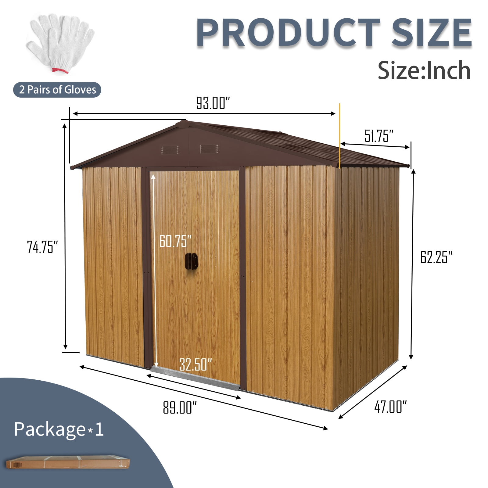 Alvantor 8 x 4 FT Outdoor Storage Shed Metal Garden Shed with Sliding Door and foundation for Backyard, Garden, White