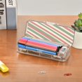 thumbnail image 7 of HOT! Double Layer Clear Pencil Box (6 Compartments) - 21.2" Large Capacity PET Storage Case w/Removable Dividers for Office, Travel Supplies，Red White and Green Stripes, 7 of 7