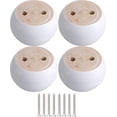 thumbnail image 1 of Juego de 4 patas redondas para muebles de madera de eucalipto blanco de 8 x 8 x 5 cm que soportan un peso de aproximadamente 100 kg, 1 of 5