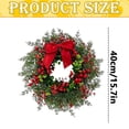 thumbnail image 2 of Artificial Norfolk Pine Christmas Wreath,15.7 Inch Front Door Greenery Wreath with Eucalyptus Leaves, Red Berries, Hanging Wreath for Wall, Window, Indoor Outdoor Winter Holiday Decor,1Pc, 2 of 4