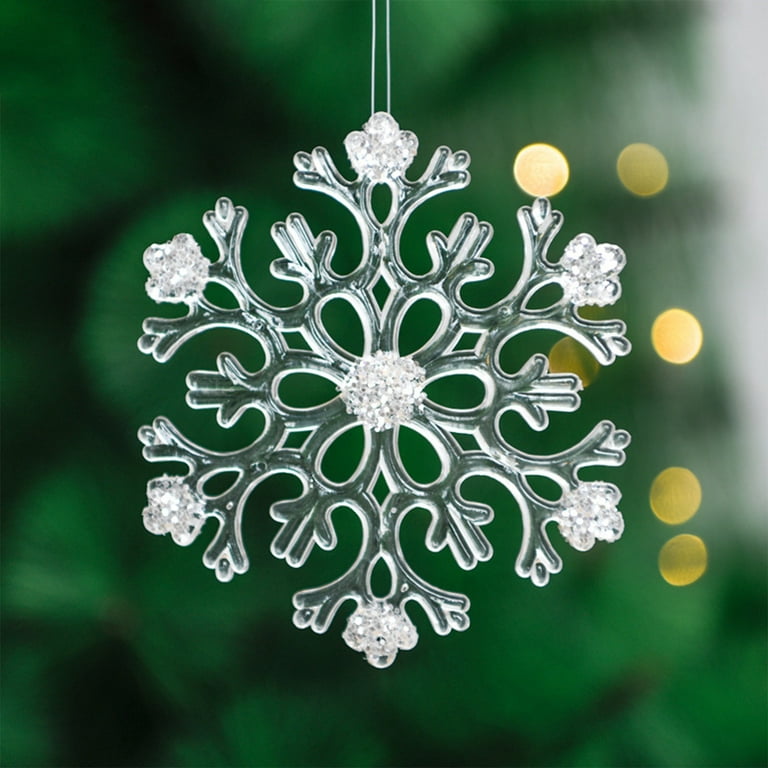 Heiheiup 8cm~15cm/3.1in~5.9in Christmas Snowflake Slice Christmas Tree  Decoration Pendant Transparent Six Petal Acrylic Adhesive Sequins Snowflake  Slice Decorations for Home for Kids 