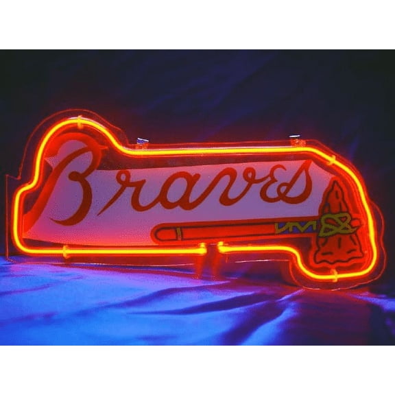Queen Sense 14" Atlanta Sports Team Brave Tomahawks Neon Sign Acrylic Man Cave Handmade Neon Light 114ABTHB