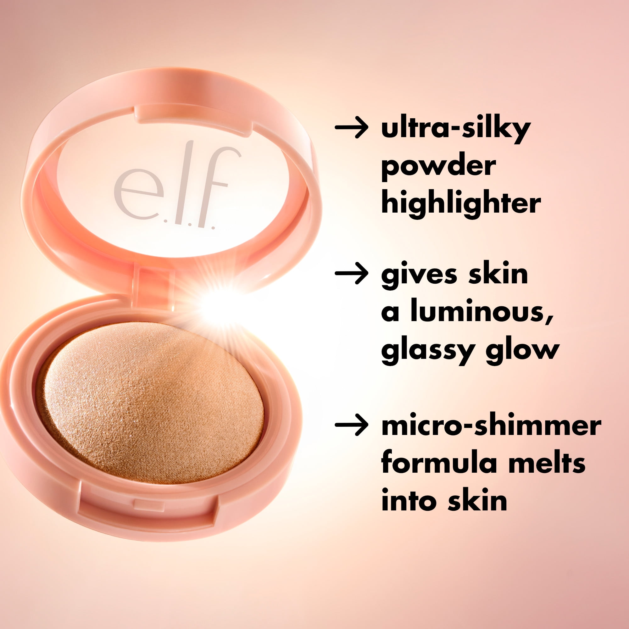 e.l.f. Cosmetics Halo Glow Silky Powder Highlighter, Bronzed Baddie, 4.5 g