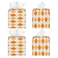 thumbnail image 2 of Goofa Orange argyle Pattern Tissue Box Cover PVC Leather Tissue Holder Square Facial Tissue Case Facial Paper Organizer Dispenser for Bathroom, Vanity Countertop, 2 of 7
