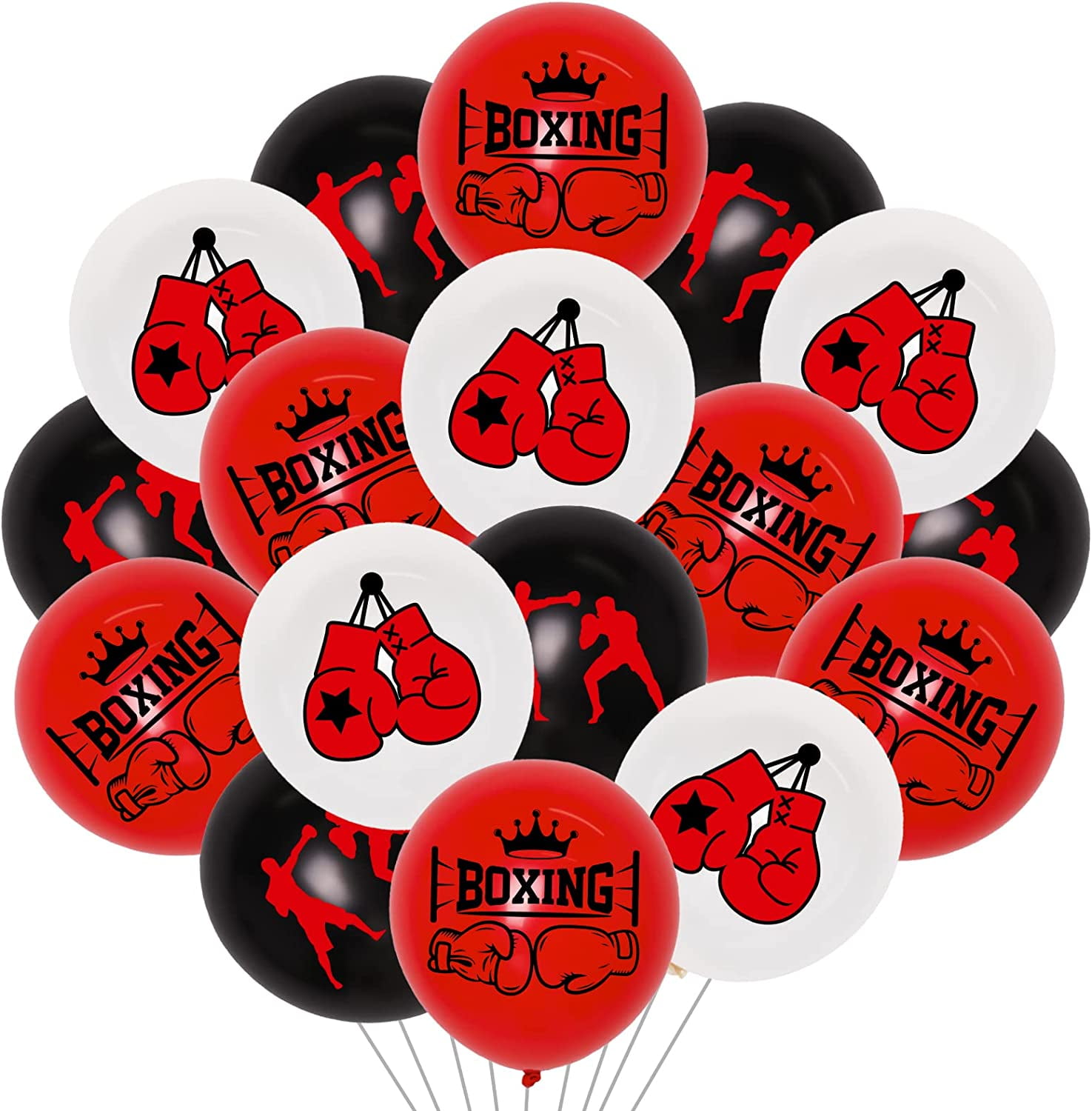 40 Pieces 12 Inches Boxing Party Latex Balloons Red Black White, Boxing