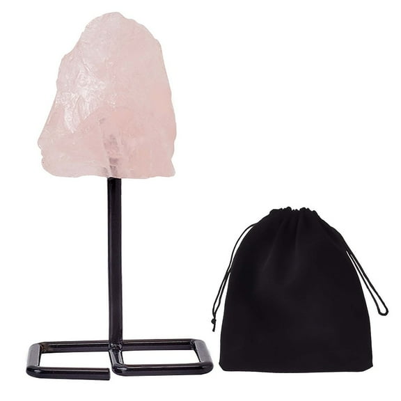 1bag Handmade Cluster on Metal Stand Irregular Rose Quartz Rock Stone Crystals and Stones for Display Desk Gem Ornament Home Office Decor