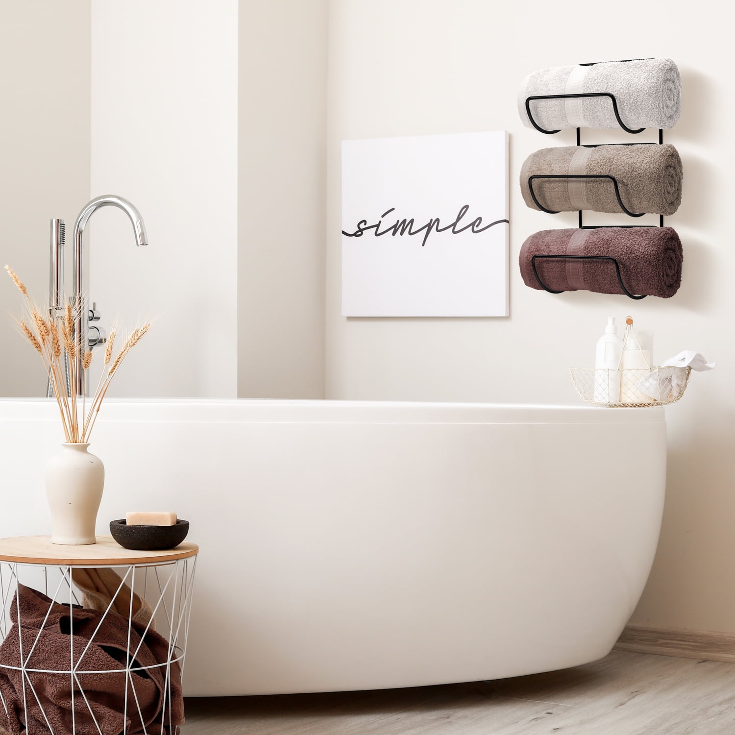 Sorbus Wall Mounted Metal Towel Rack Holder for Bathroom 2 x 2-Pack- Set of 4 (Black)