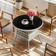 thumbnail image 4 of ModFusion Versatile Indoor Outdoor Round Bistro Table, All-Weather Gray Rattan with Glass Tabletop, Perfect for Patio, Porch, and Garden, 4 of 9