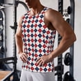 thumbnail image 5 of Honeii Blue And Red Diamond Pattern Men's Workout Tank Top Casual Sleeveless Gym Muscle Shirts Bodybuilding Tee-X-Large, 5 of 7