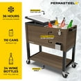 thumbnail image 5 of Permasteel Party Cooler with Divider, Spacious 80-Qt Capacity, Chills 36hrs, Rolling Ice Chest for Indoor and Outdoor Entertainment, Wood Grain Finish, Brown, 5 of 11