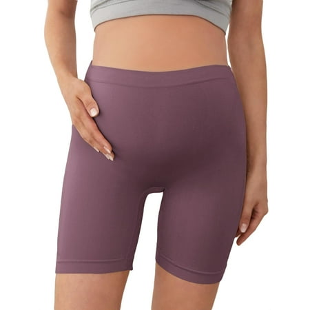 

Plain Biker Shorts Elastic Waist High Waist Crop Maternity