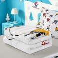 thumbnail image 5 of Erosebridal Black Hockey Puck Zipper Twin Comforter Sets with Fitted Sheet and 2 Pillowcases,Modern Ice Skater Zipper Bedding Set,Light Gray Reversible,4 Pieces, 5 of 7