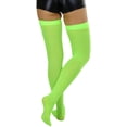 thumbnail image 2 of ToBeInStyle Women's Nylon Thigh High Schoolgirl Opaque Stockings Neon Green, 2 of 7