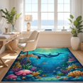 thumbnail image 3 of Design&I 3'x5' Washable Accent Rug Pet Friendly & Non-Slip Built-In Grip Classroom Ocean Animals Cartoon Whale Octopus Underwater Under for Bedroom, Walk-in Closet, 3 of 7