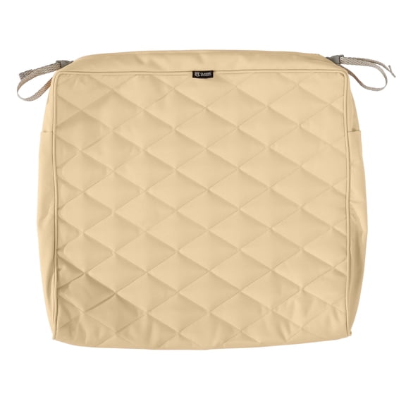 Classic Accessories Montlake FadeSafe Water-Resistant Patio Quilted Seat Cushion Cover, 21 x 19 x 3 inch, Chamomile