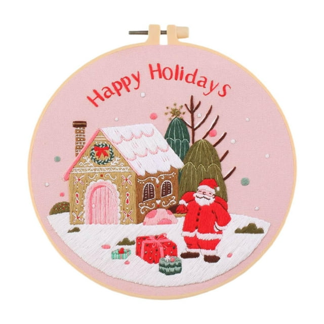 Lipstore Christmas Embroidery Kit Cross Stitch Cute Accessories Embroidery Hoop Material Santa Claus