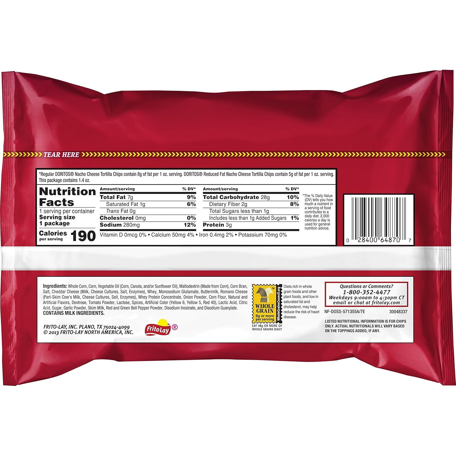 Doritos Top N Go Walking Taco Nacho Tortilla Chips, Cheese Flavored, Reduced Fat, 1.4 Oz (Pack of 21)