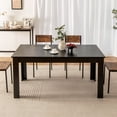 thumbnail image 3 of Moccha Wood Dining Table for 4-6 People, 63" Wood Rectangle Dinner Table, Modern Kitchen Table with L-Shaped Legs, 330lbs Weight Capacity, Farmhouse Dinette Table for Dining Room, Living Room, Black, 3 of 18