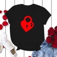 thumbnail image 4 of Chandails Mignons pour Couples Assortis de la Saint-Valentin, Décontractés, Amples, Col Rond, Manches Courtes, T-Shirt à Imprimé Cœur, Confortable, Doux, Mari Femme, Chemisiers, Chandail, Ensembles, Noir, TG, 4 of 5