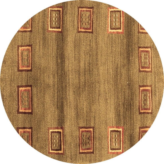 Ahgly Company Indoor Round Abstract Brown Contemporary Area Rugs, 8' Round