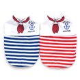 thumbnail image 1 of 2 piezas de ropa para mascotas con rayas azul marino para perros y gatos, chaleco con lazo rojo, lindo y animado., 1 of 5