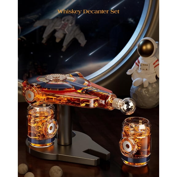 Galaxy Blue Spaceship Whiskey Decanter Sets for Men
