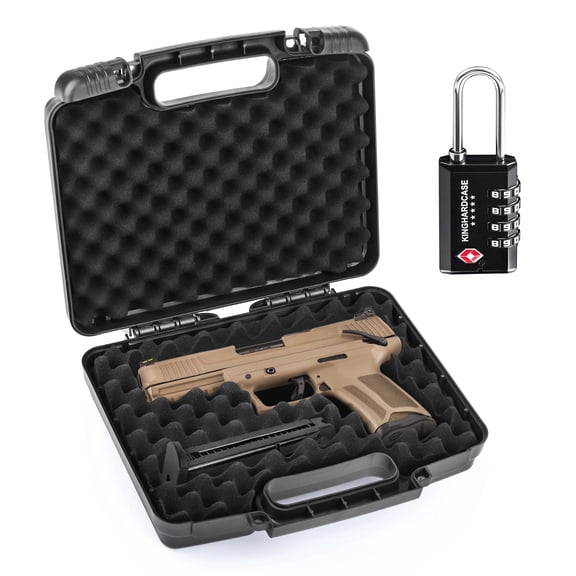 Kinghardcase Pre-Cut 9mm Gun Case with 1 TSA Lock, Lockable Hard Handgun Case for Pistols & Revolvers – Shockproof, Portable Gun Storage & Transport